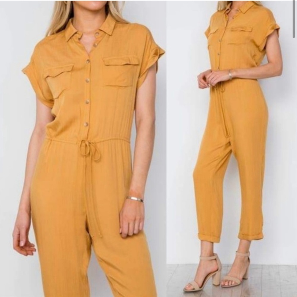 Lulus Sheila button up drawstring jumpsuit